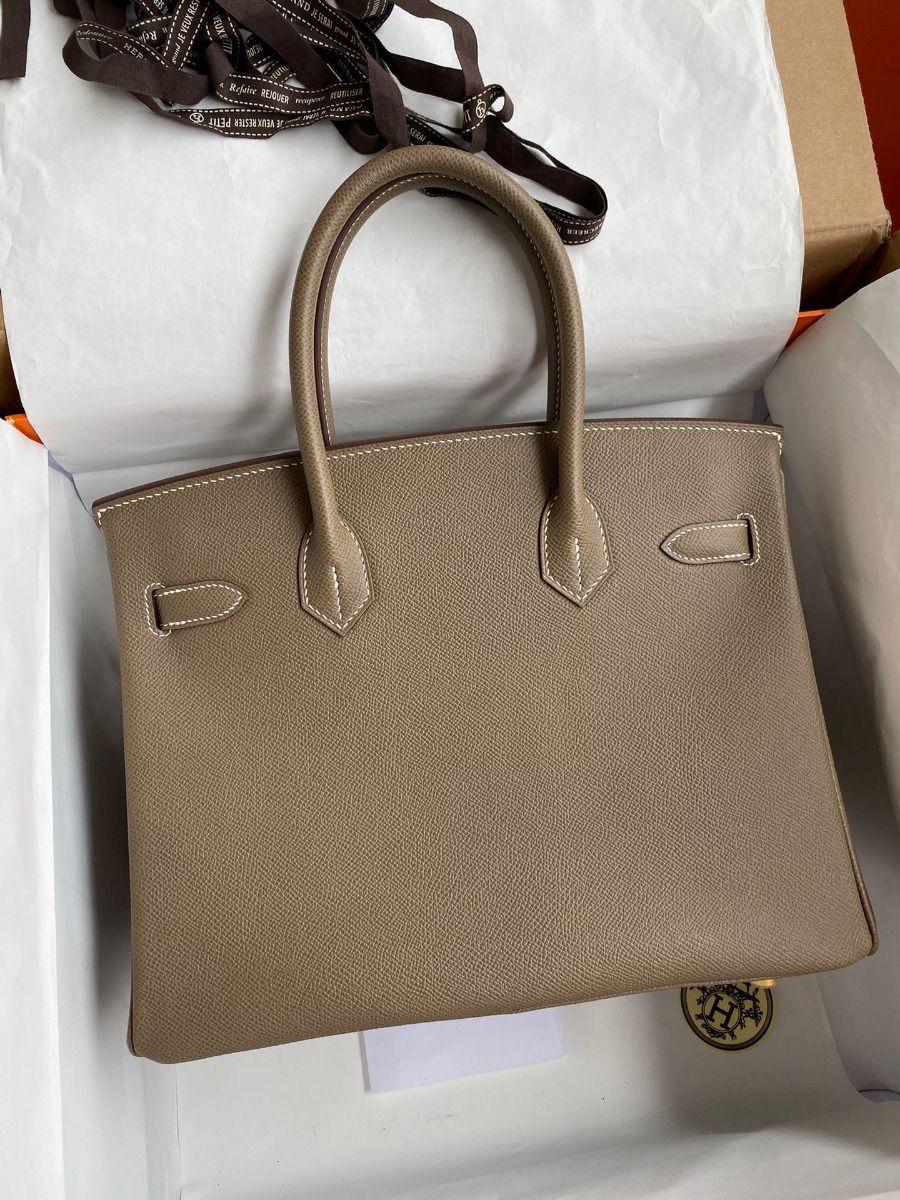 Hermes Birkin 30 Retourne Handmade Bag In Taupe Epsom Calfskin - Image 3