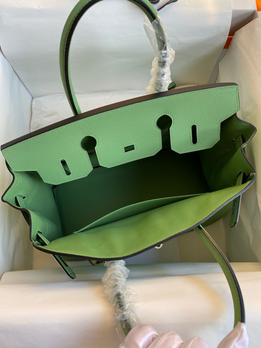 Hermes Birkin 30 Retourne Handmade Bag In Vert Criquet Epsom Calfskin - Image 7