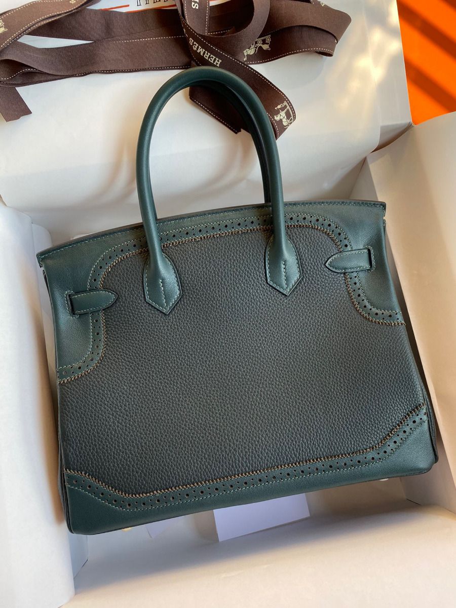 Hermes Ghillies Birkin 30cm Limited-edition Bag In Green Calfskin - Image 3