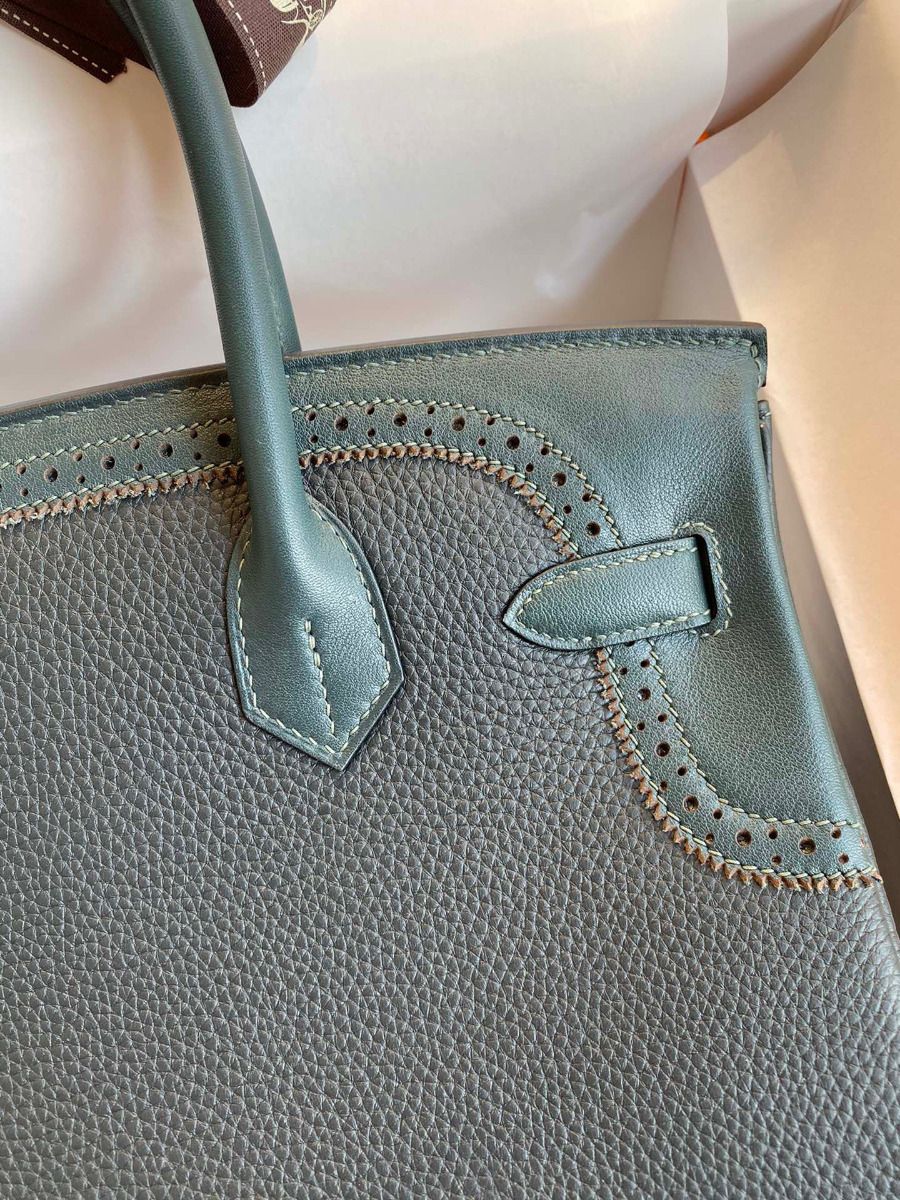 Hermes Ghillies Birkin 30cm Limited-edition Bag In Green Calfskin - Image 5