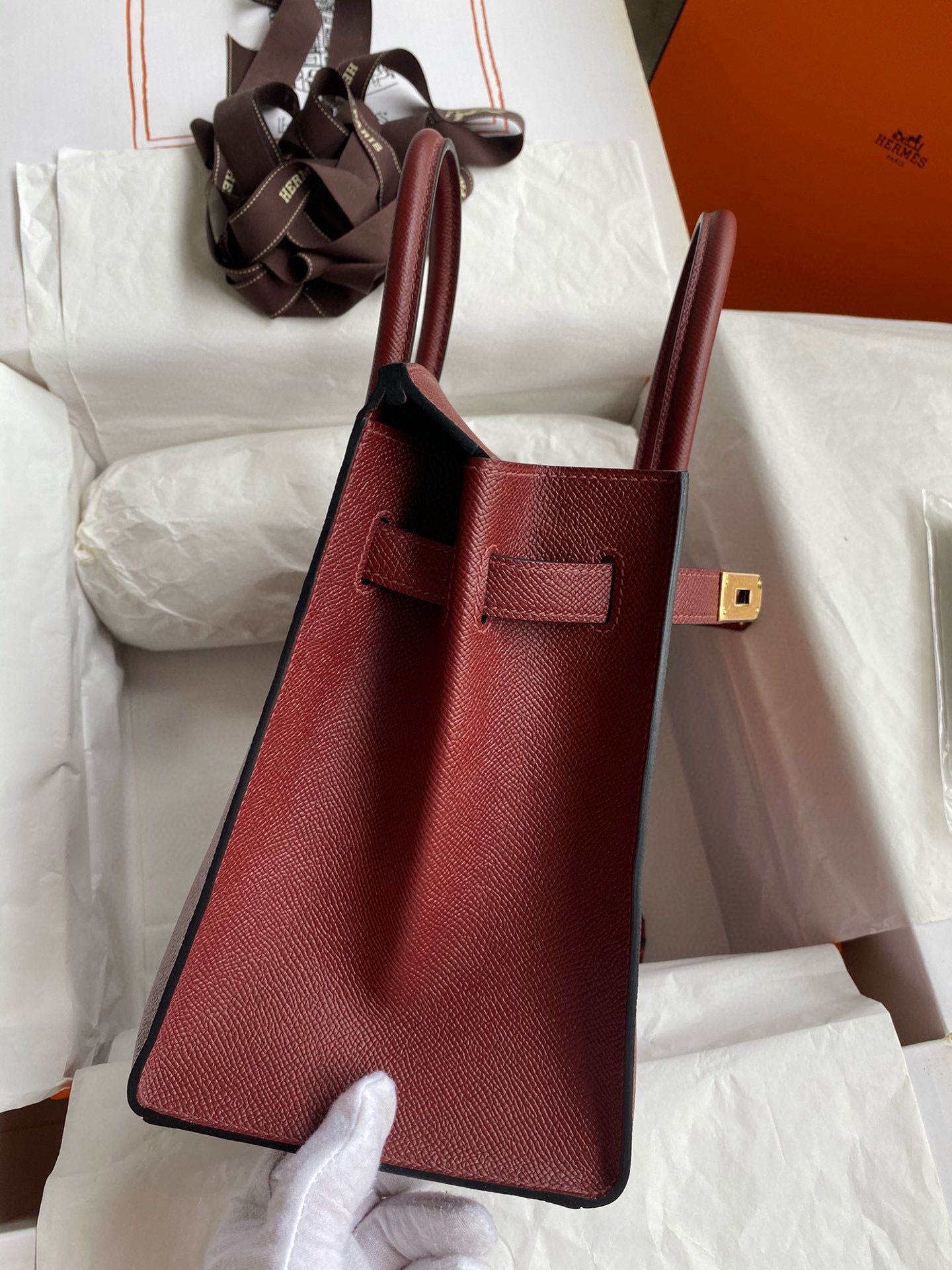 Hermes Birkin 30 Sellier Handmade Bag in Rouge H Epsom Calfskin - Image 6