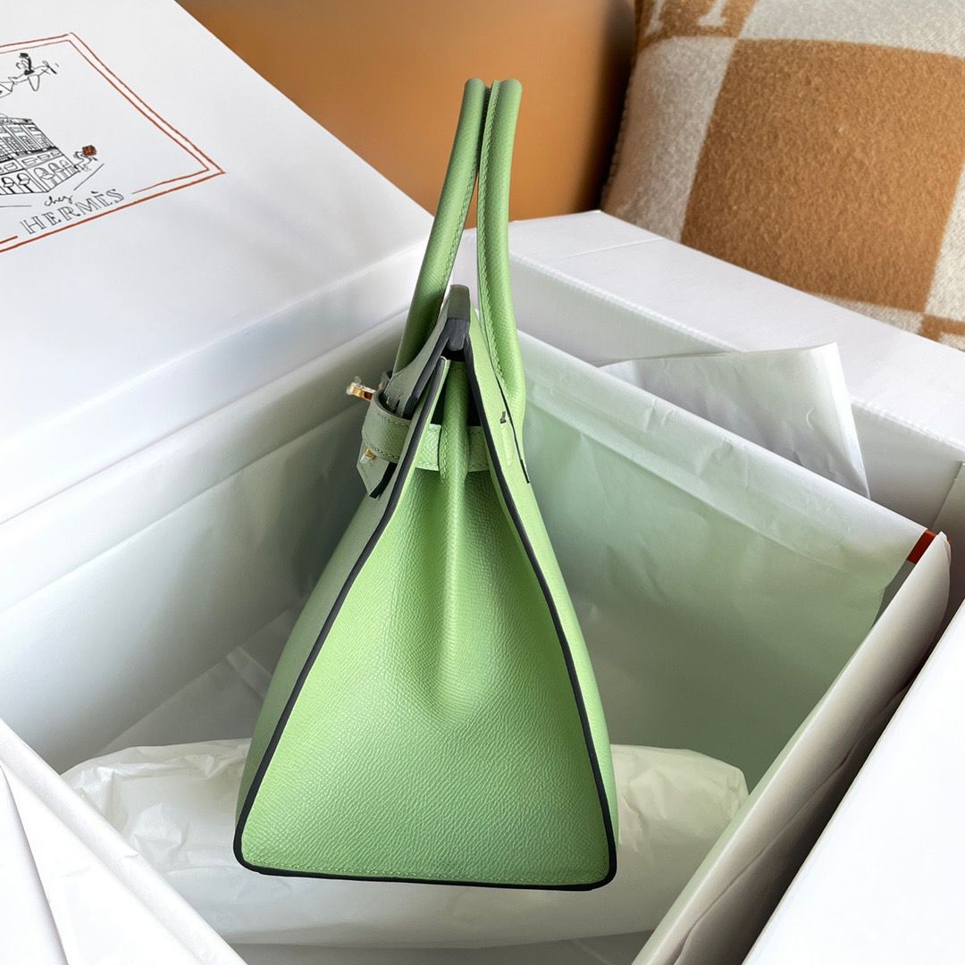 Hermes Birkin 30 Sellier Handmade Bag In Vert Criquet Epsom Calfskin - Image 4