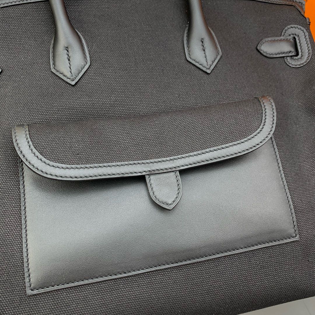 Hermes Cargo Birkin 35cm Limited-edition Bag in Black Canvas - Image 13