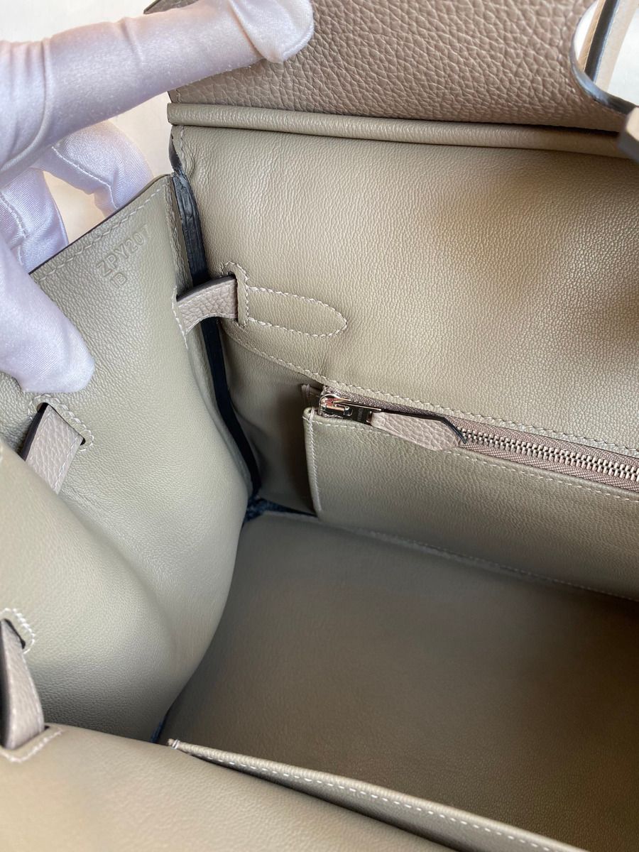 Hermes Birkin 35 Retourne Handmade Bag In Gris Asphalt Clemence Leather - Image 10