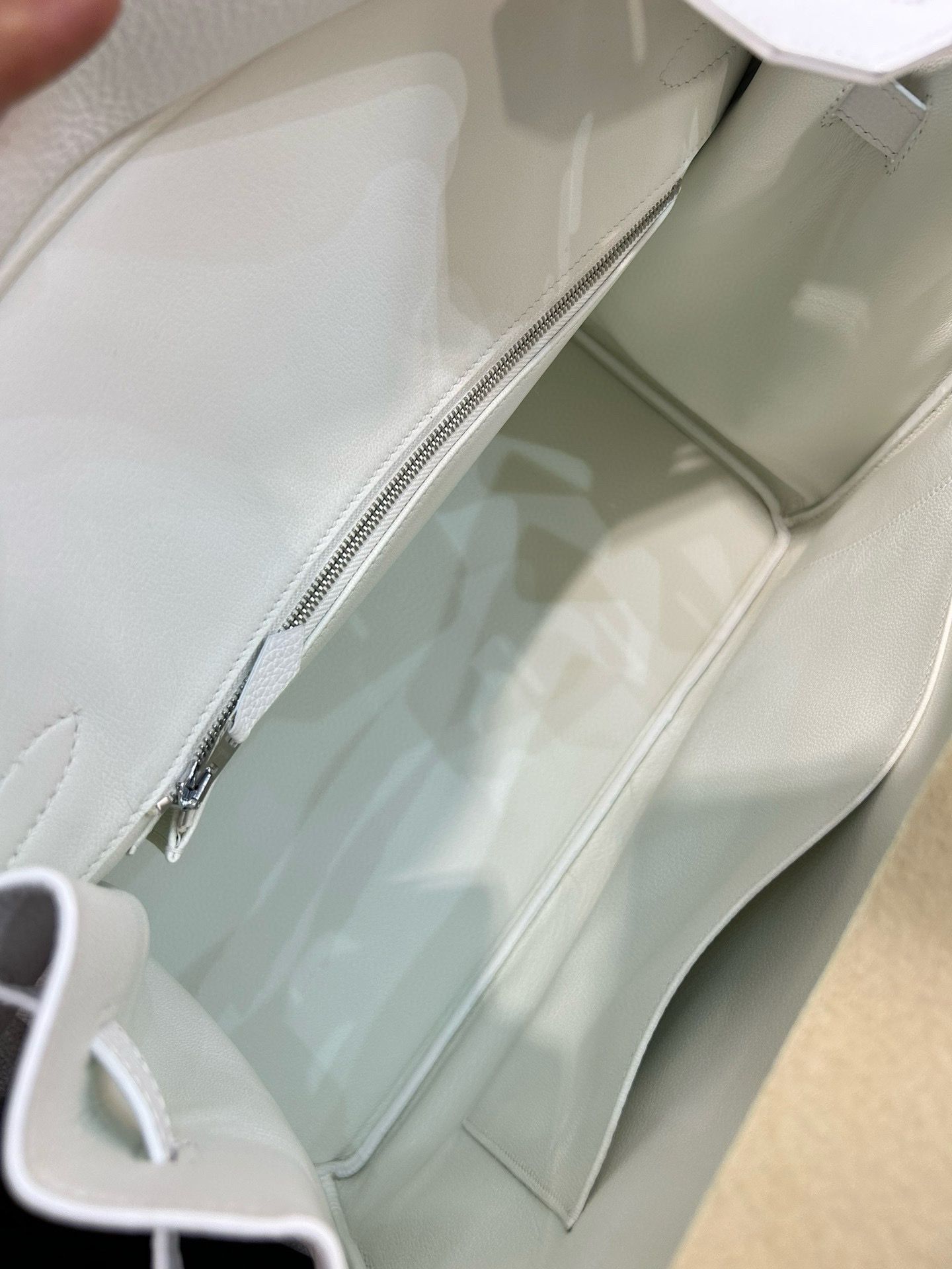 Hermes Birkin 35 Retourne Handmade Bag In White Clemence Leather - Image 8