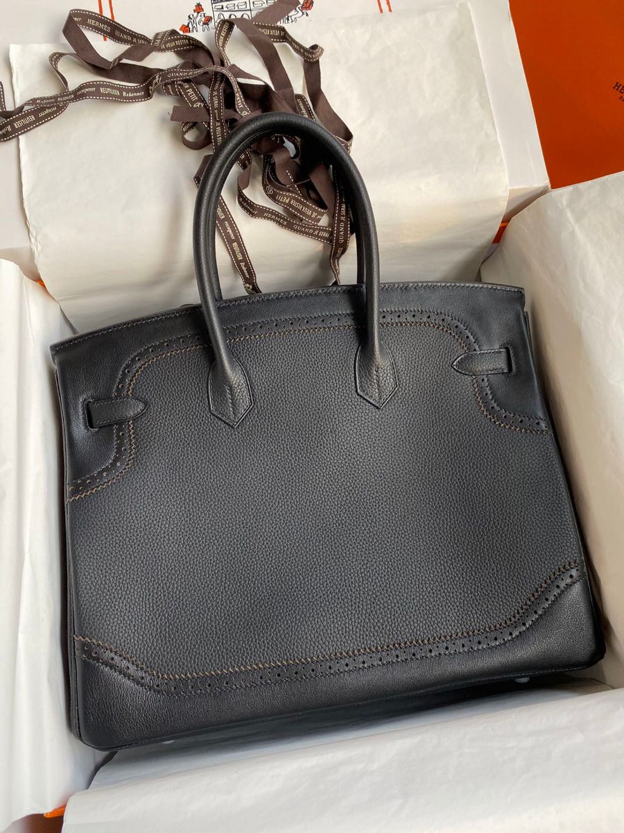 Hermes Ghillies Birkin 35cm Limited-edition Bag In Black Calfskin - Image 3