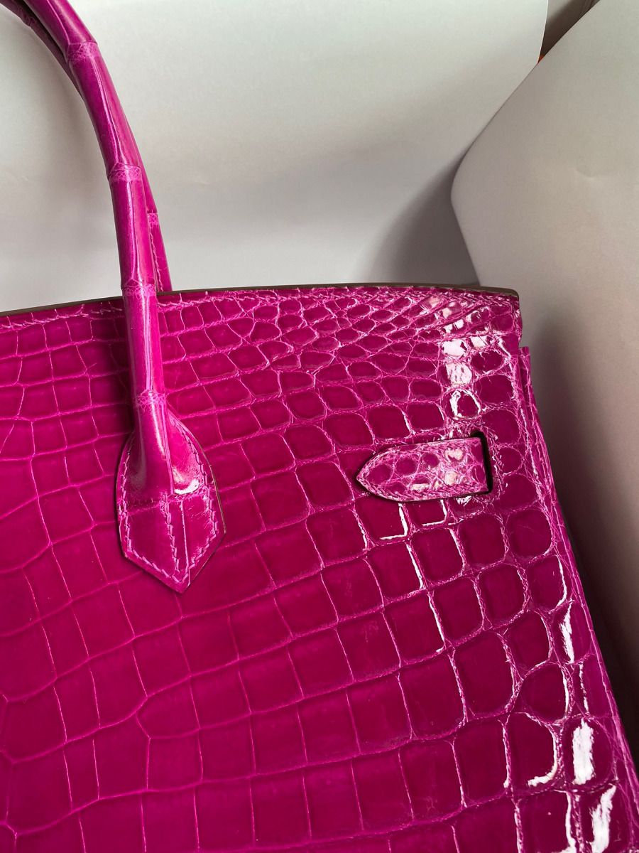 Hermes Birkin 35 Handmade Bag In Rose Scheherazade Crocodile Niloticus Shiny Skin - Image 5
