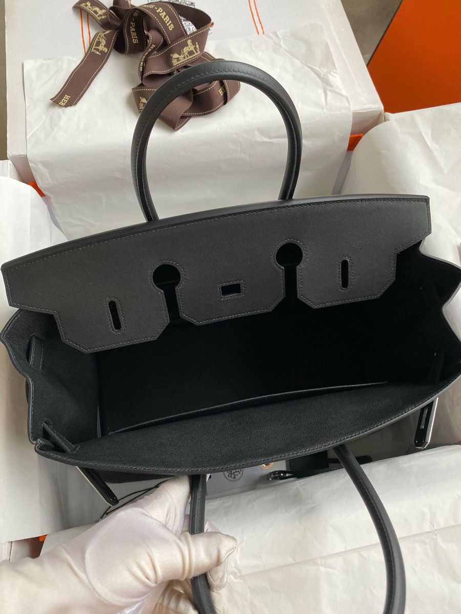 Hermes Birkin 35 Retourne Handmade Bag in Black Swift Leather - Image 8