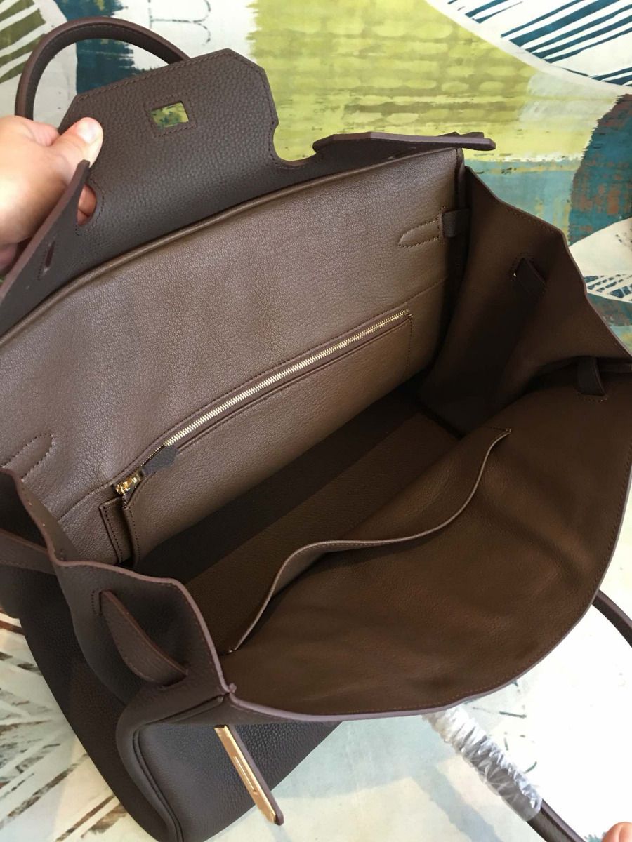 Hermes Birkin 40 Handmade Bag In Chocolat Clemence Leather - Image 9
