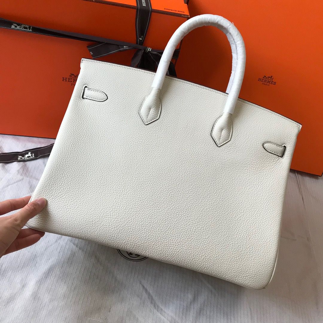 Hermes Birkin 40 Handmade Bag In White Clemence Leather - Image 3