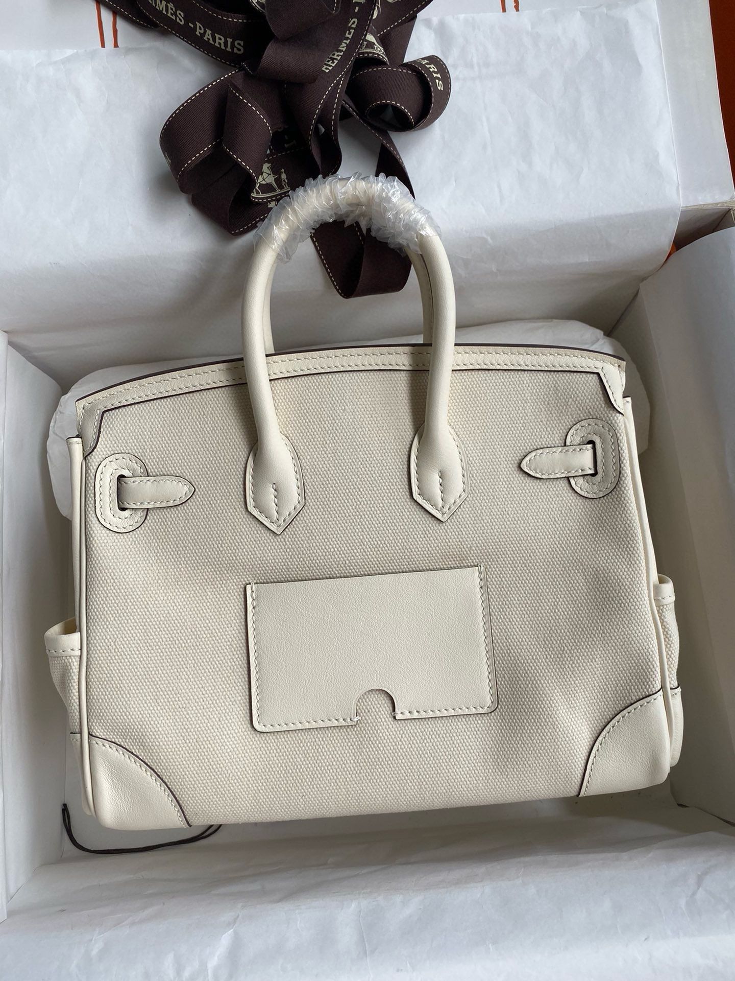 Hermes Birkin Cargo 25 Bag in Craie Toile and Swift Leather - Image 3