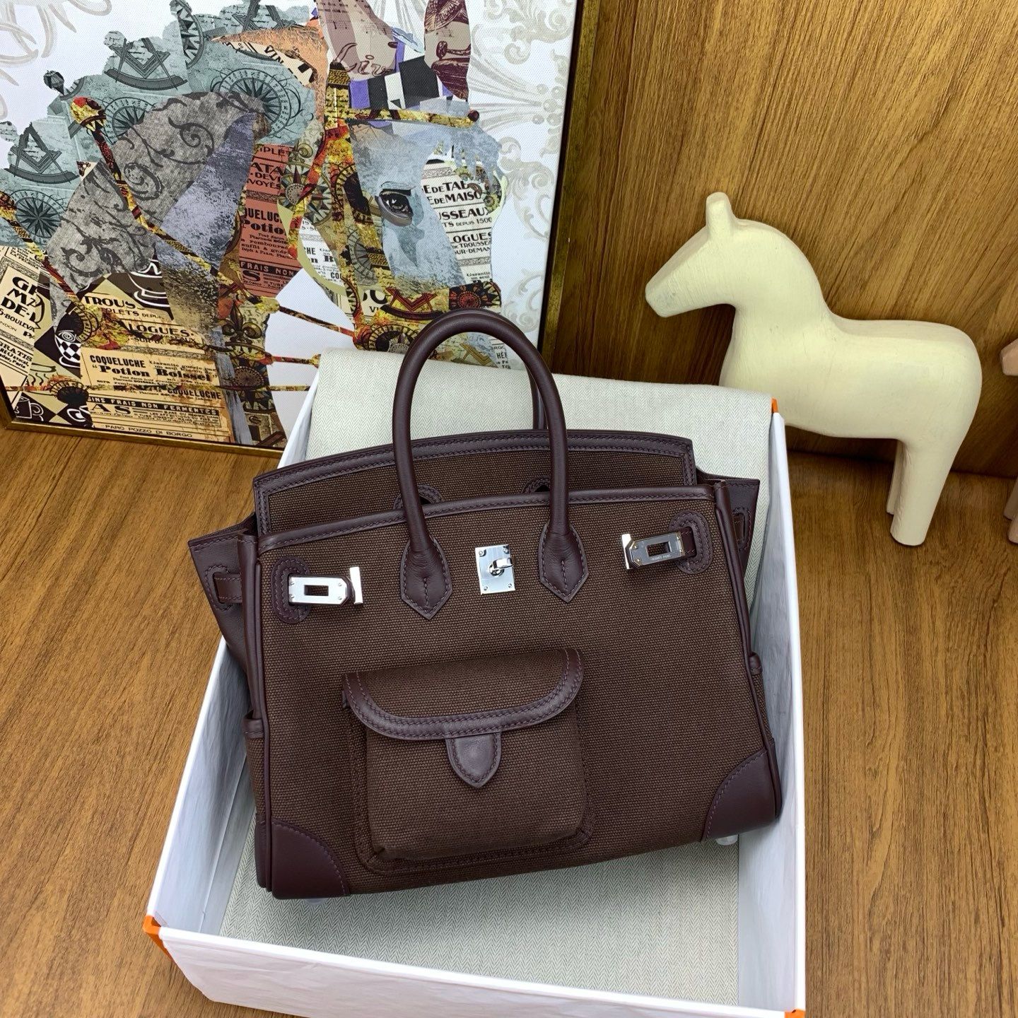 Hermes Birkin Cargo 25 Bag in Rouge Sellier Toile and Swift Leather - Image 5