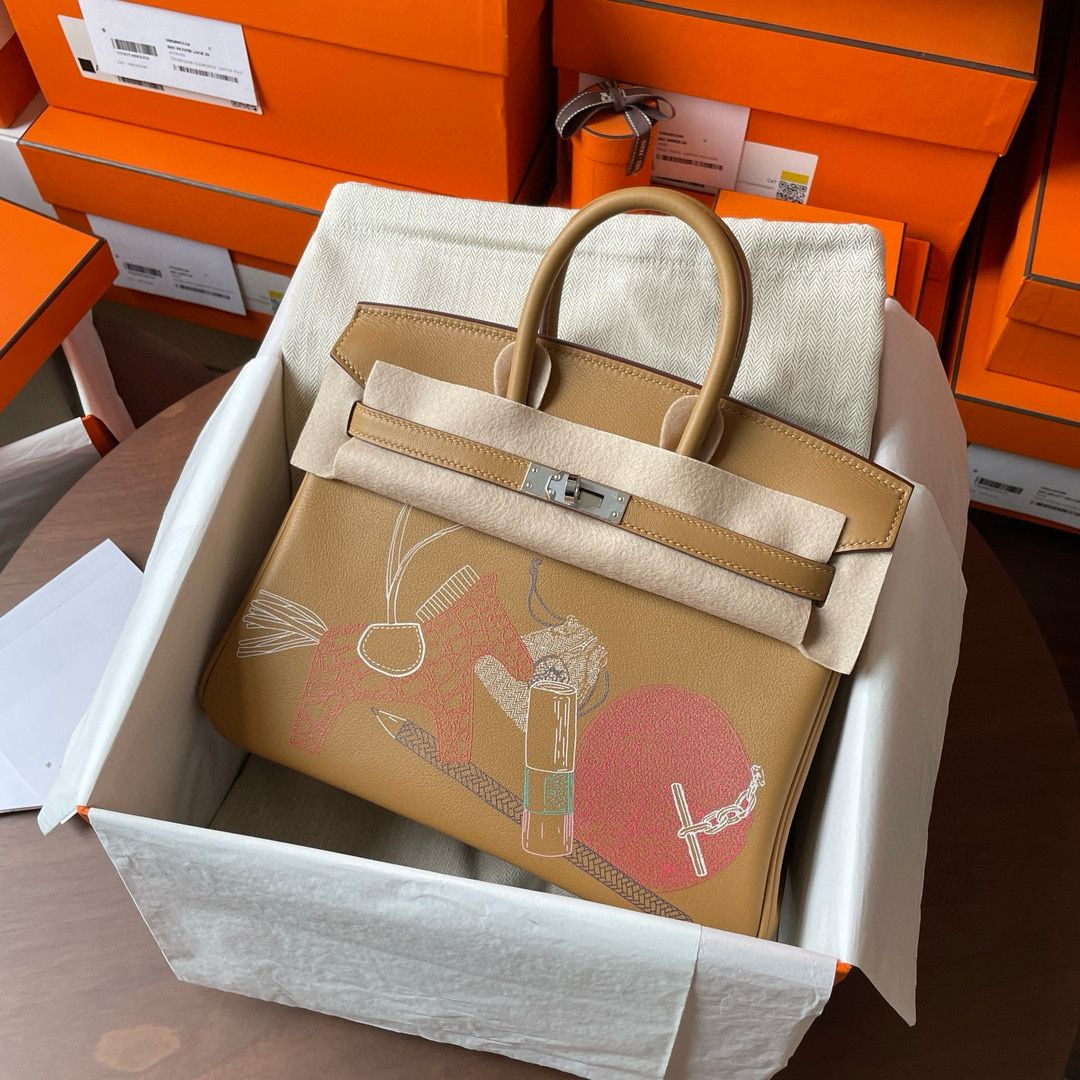 Hermes Birkin Inside Out 25 Bag in Biscuit Swift Calfskin - Image 3