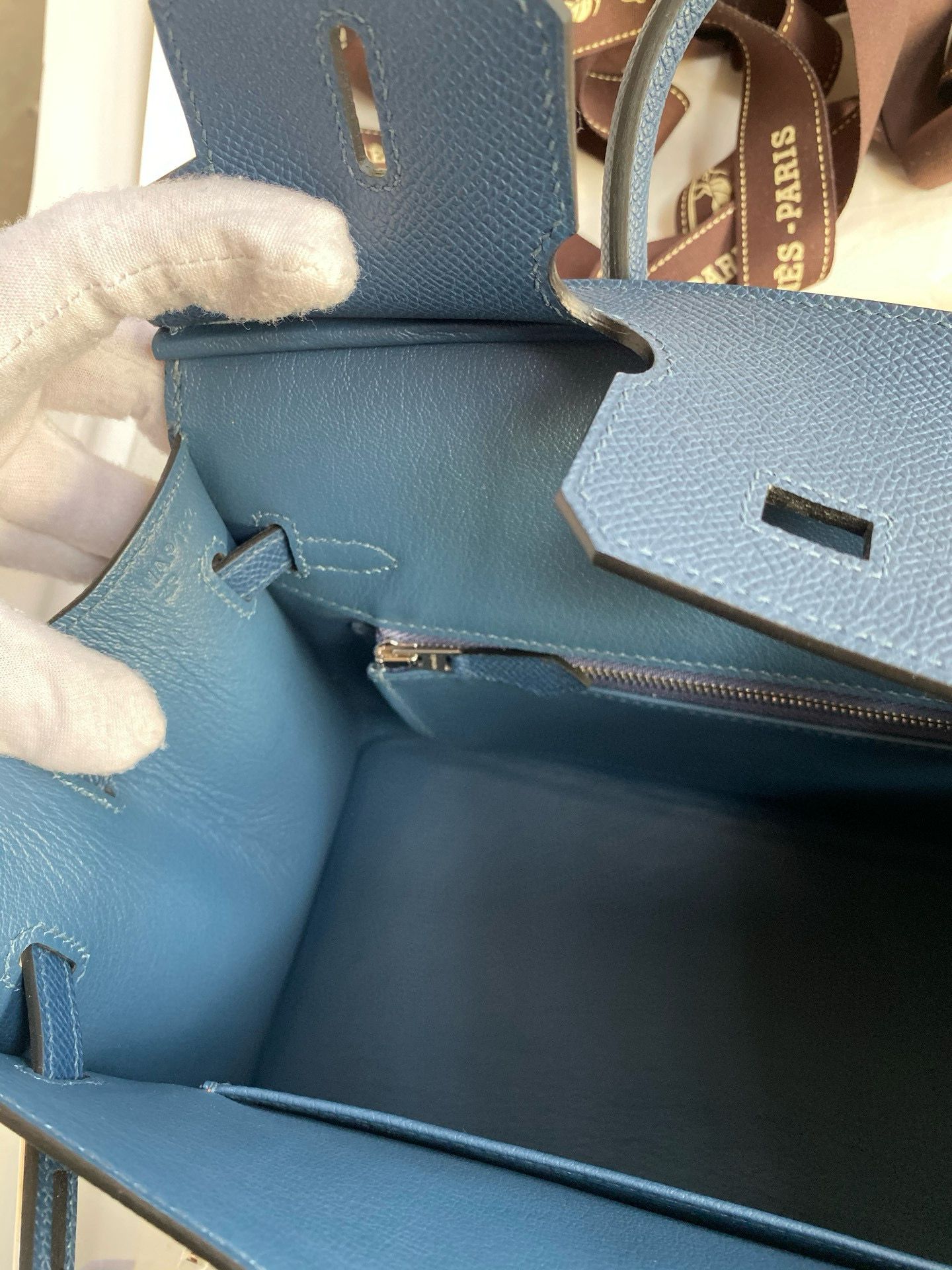 Hermes Birkin 25 Sellier Handmade Bag in Deep Blue Epsom Calfskin