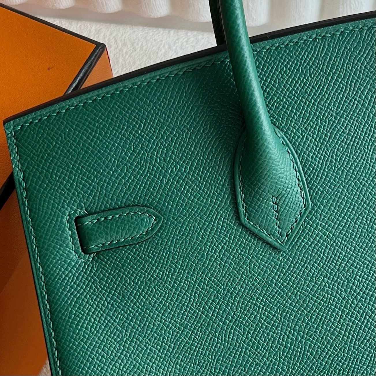 Hermes Birkin 25 Sellier Handmade Bag in Vert Moyen Epsom Calfskin - Image 7