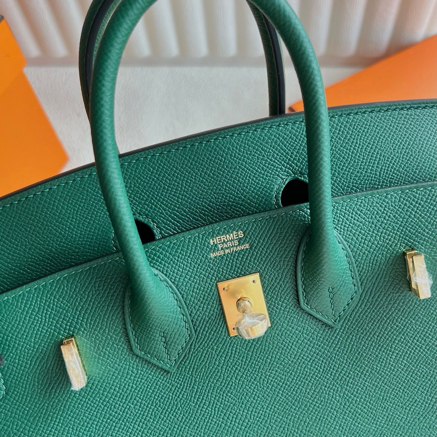 Hermes Birkin 25 Sellier Handmade Bag in Vert Moyen Epsom Calfskin - Image 9