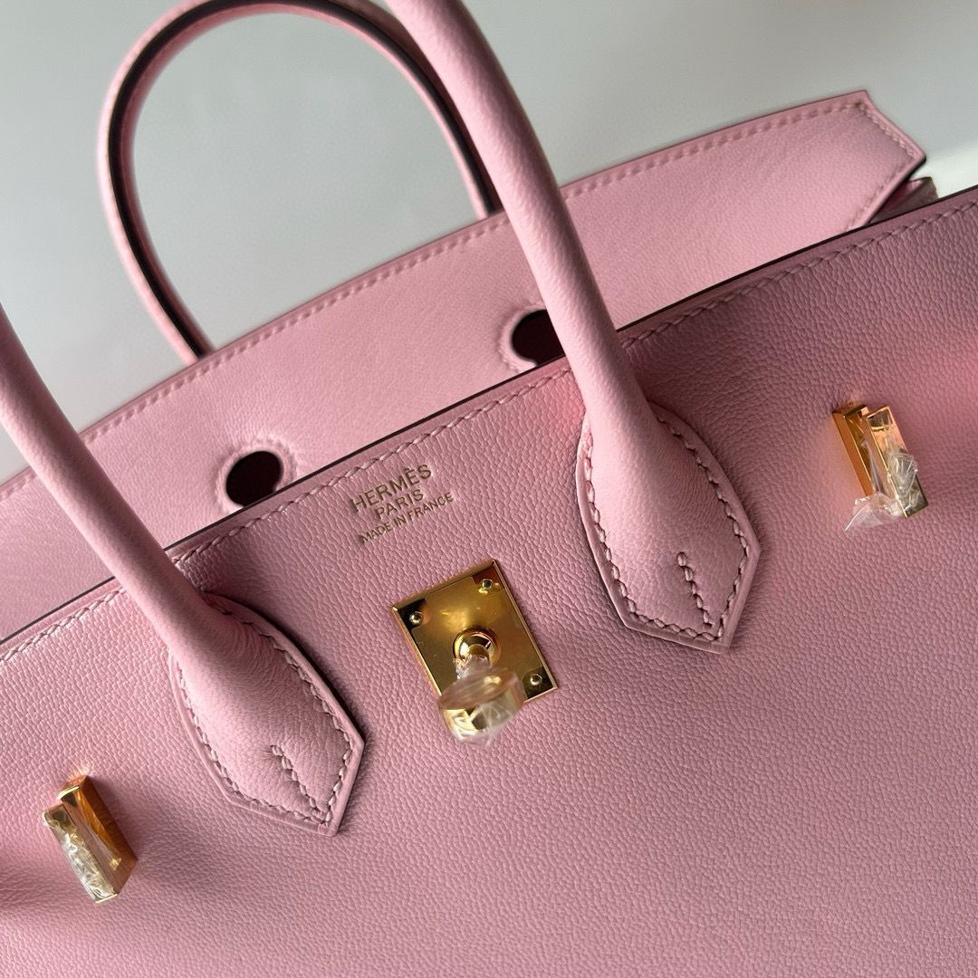 Hermes Birkin 25 Verso Retourne Handmade Bag in Pink Chevre Mysore Goatskin - Image 10