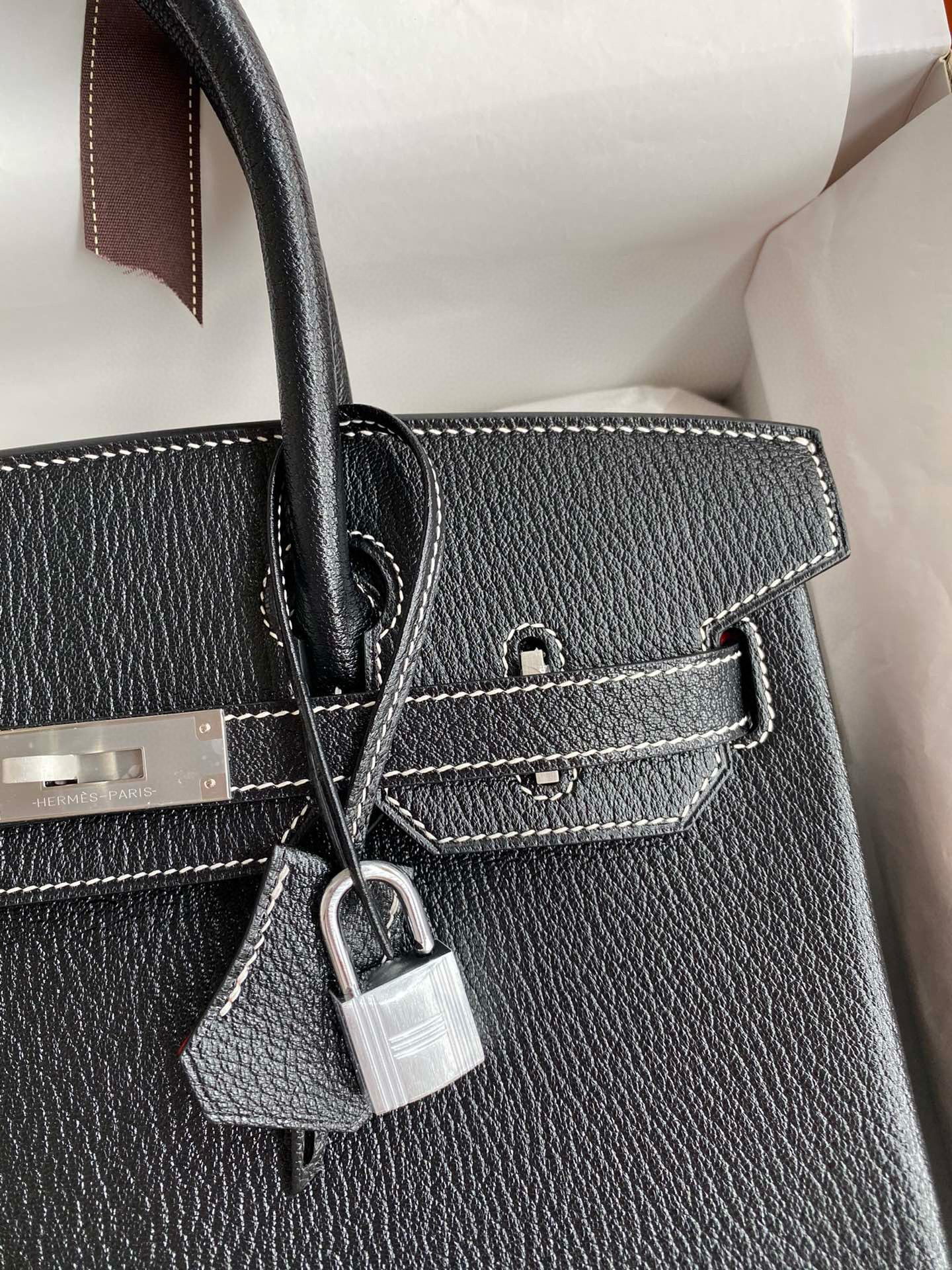Hermes Birkin 30 Verso Retourne Handmade Bag in Black Chevre Mysore Goatskin - Image 4