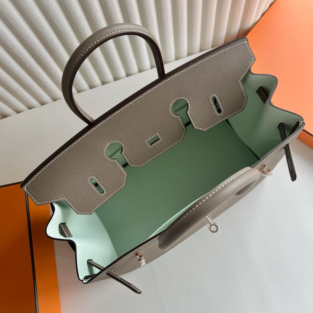 Hermes Birkin 35 Verso Retourne Handmade Bag in Etoupe Epsom Calfskin - Image 4