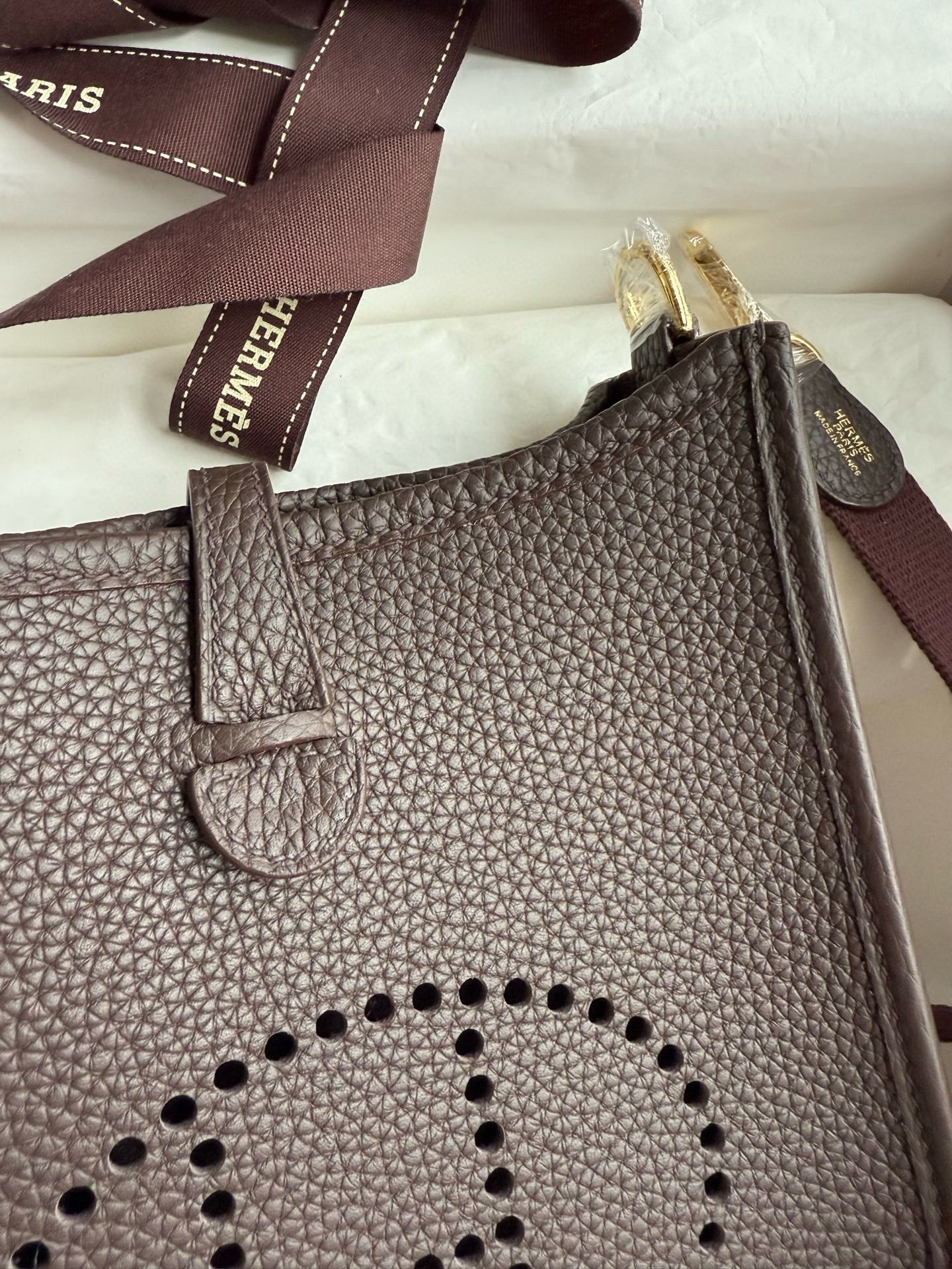 Hermes Evelyne Mini Handmade Bag in Ebene Clemence Leather - Image 5