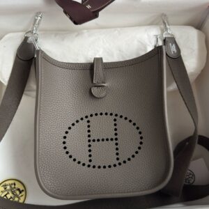 Hermes Evelyne Mini Handmade Bag in Etain Clemence Leather