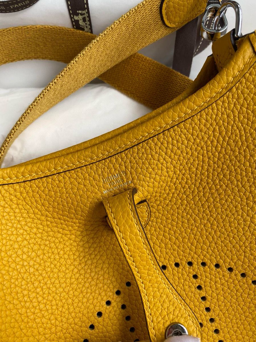 Hermes Evelyne Mini Handmade Bag in Jaune Clemence Leather - Image 5