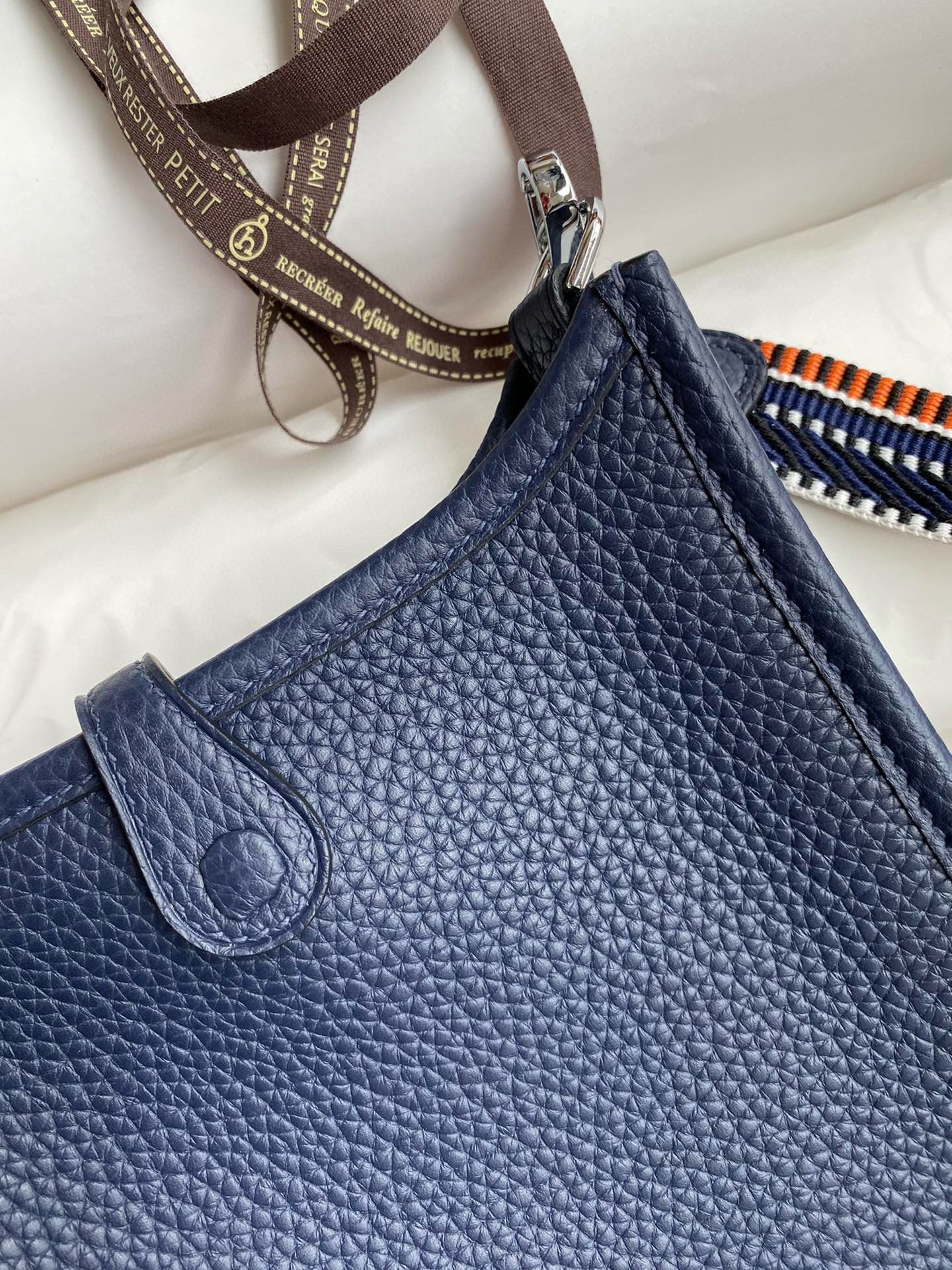 Hermes Evelyne Mini Handmade Bag in Navy Blue Clemence Leather - Image 8