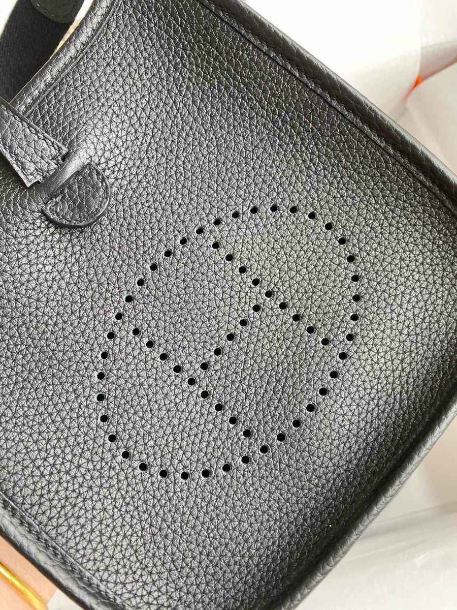 Hermes Evelyne Mini Handmade Bag in Black Clemence Leather - Image 5