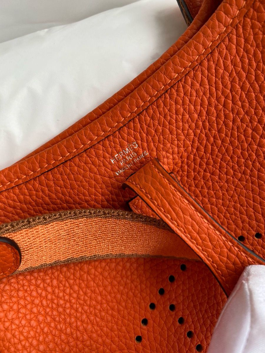 Hermes Evelyne Mini Handmade Bag in Orange Clemence Leather - Image 5