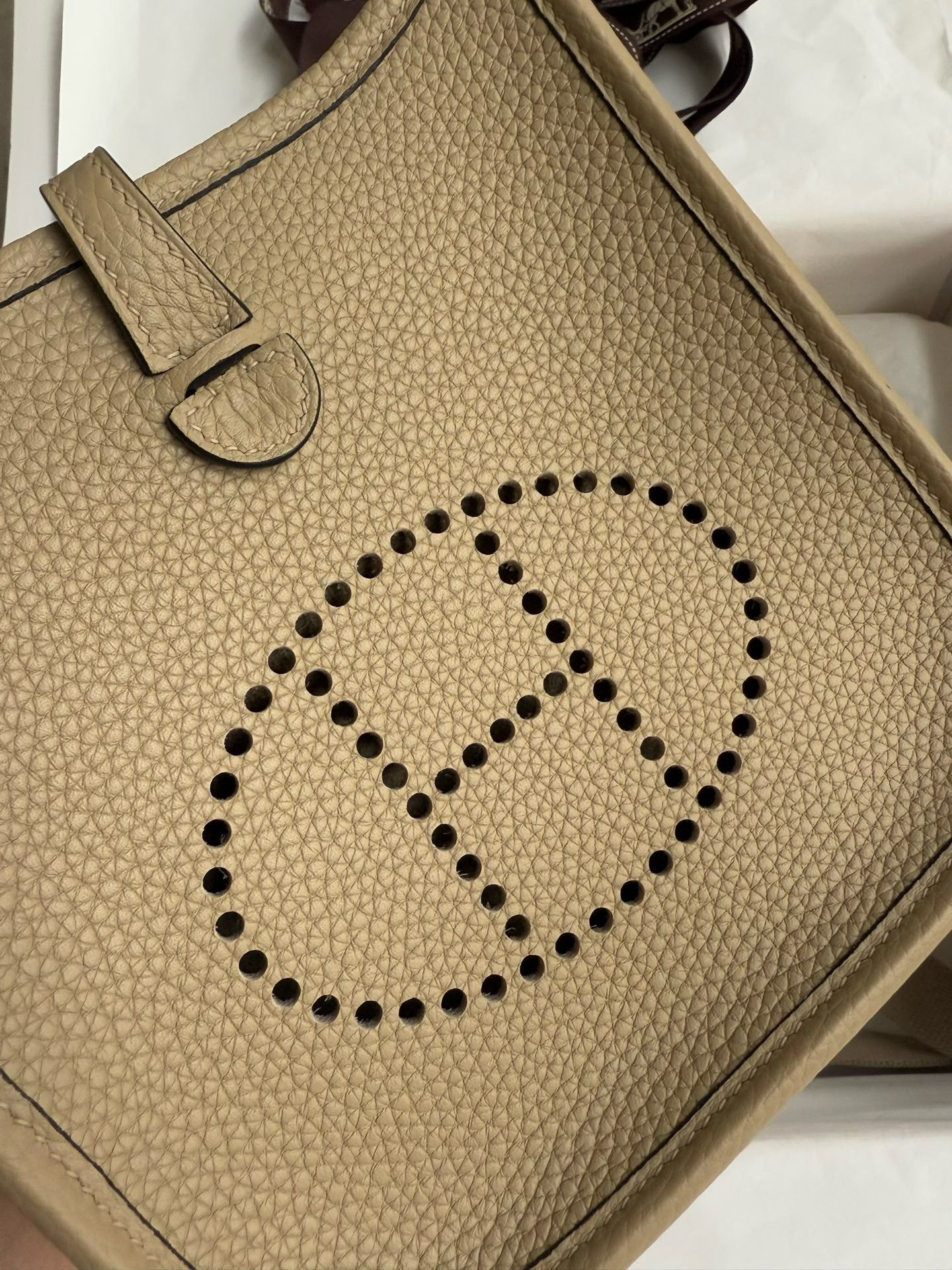 Hermes Evelyne Mini Handmade Bag in Trench Clemence Leather - Image 6