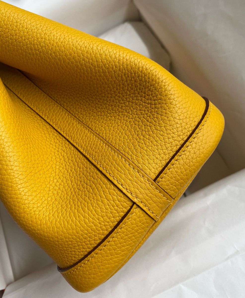 Hermes Garden Party 30 Handmade Bag in Jaune Ambre Clemence Leather - Image 6