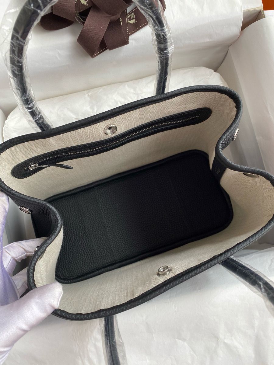 Hermes Garden Party 30 Handmade Bag in Black Clemence Leather - Image 5