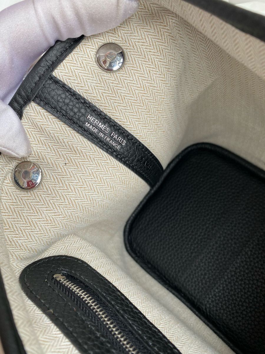 Hermes Garden Party 30 Handmade Bag in Black Clemence Leather - Image 6