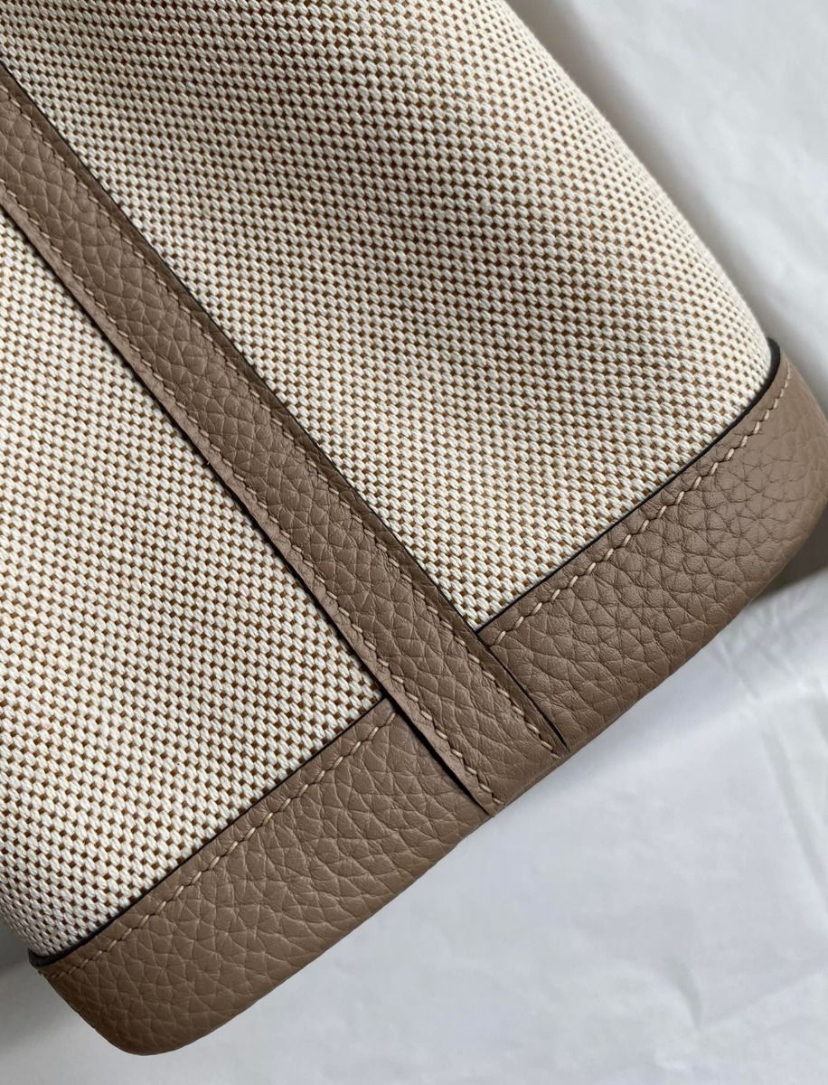 Hermes Garden Party 30 Handmade Bag in Toile and Tourterelle Leather - Image 7