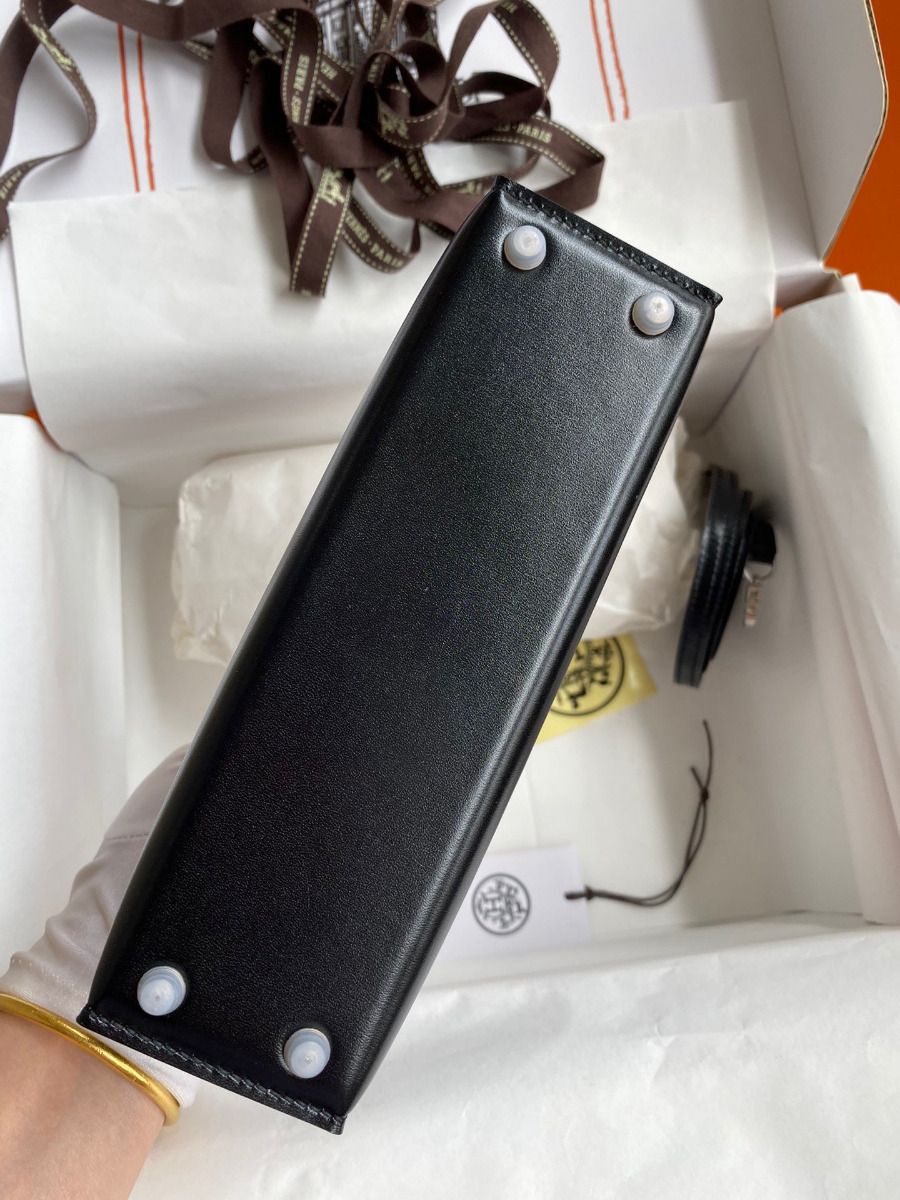 Hermes Kelly Mini II Sellier Handmade Bag In Black Box Calfskin - Image 4