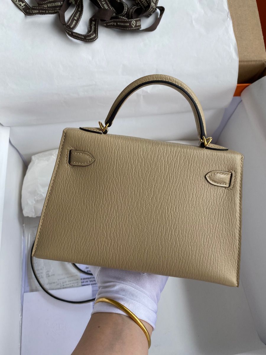 Hermes Kelly Mini II Sellier Handmade Bag In Trench Chevre Mysore Leather - Image 3