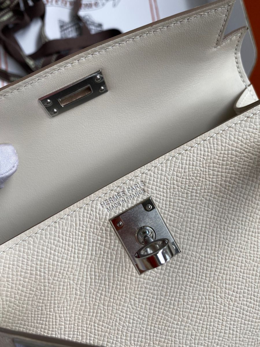Hermes Kelly Mini II Sellier Handmade Bag In Craie Epsom Calfskin - Image 9
