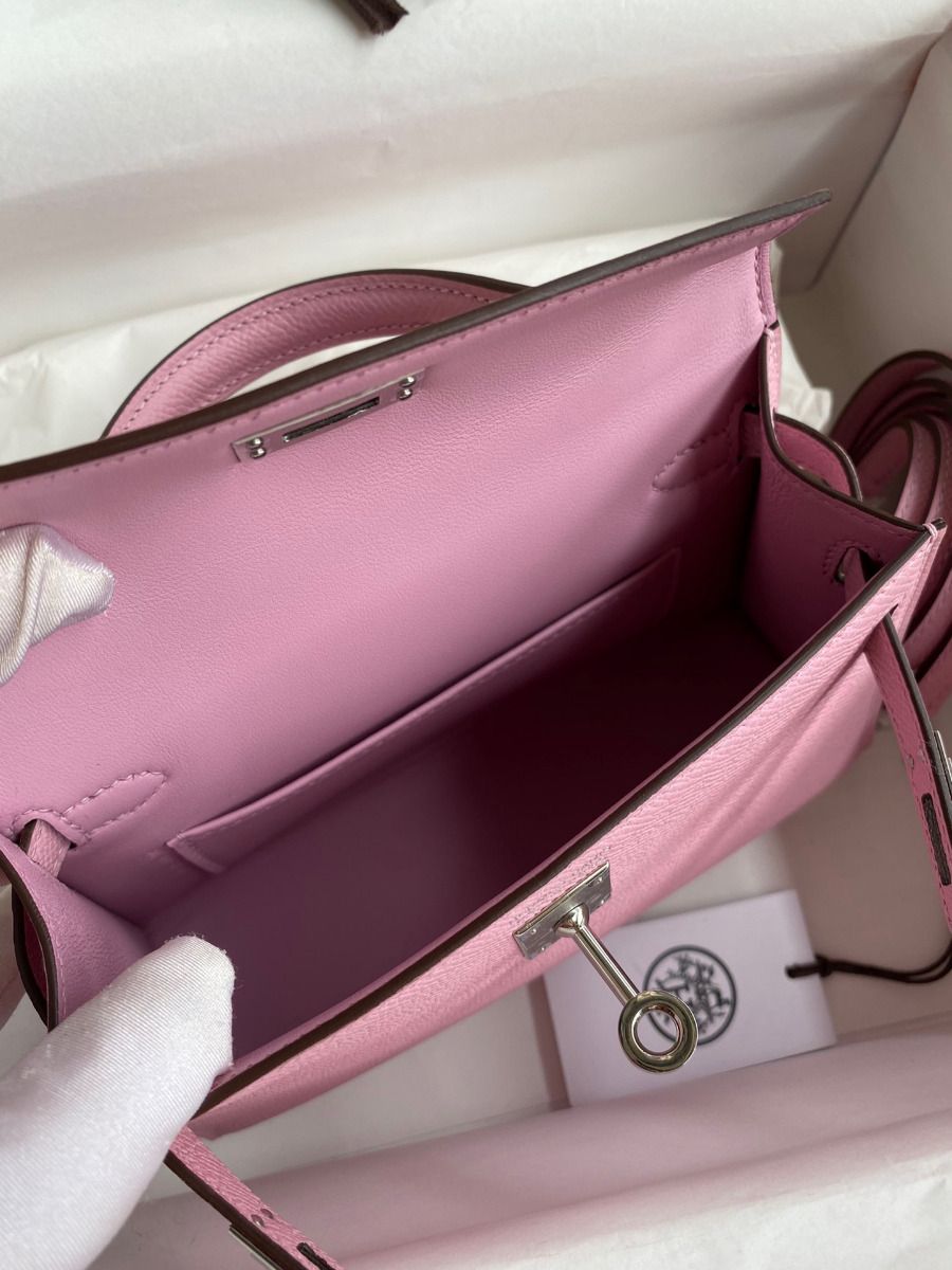 Hermes Kelly Mini II Sellier Handmade Bag In Mauve Sylvestre Epsom Calfskin - Image 10
