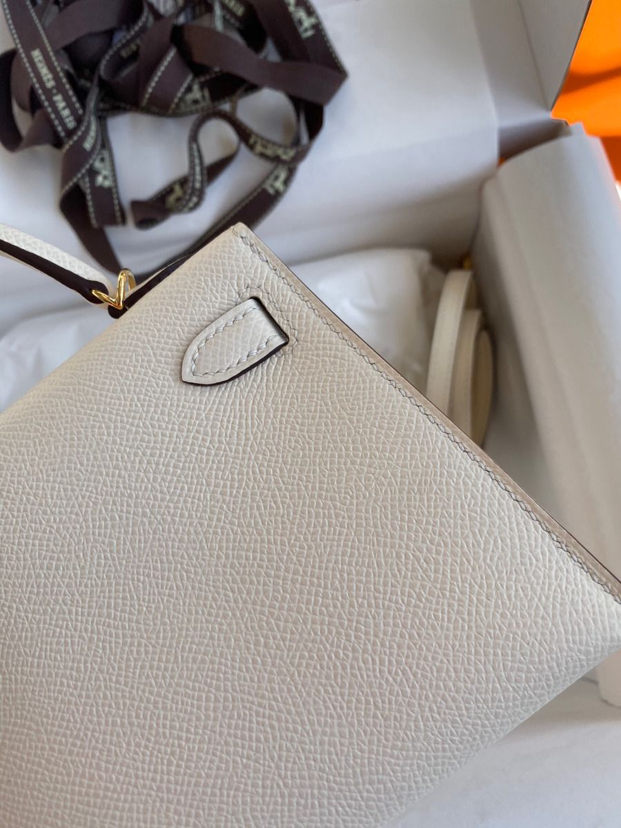 Hermes Kelly Mini II Sellier Handmade Bag In Nata Epsom Calfskin - Image 6