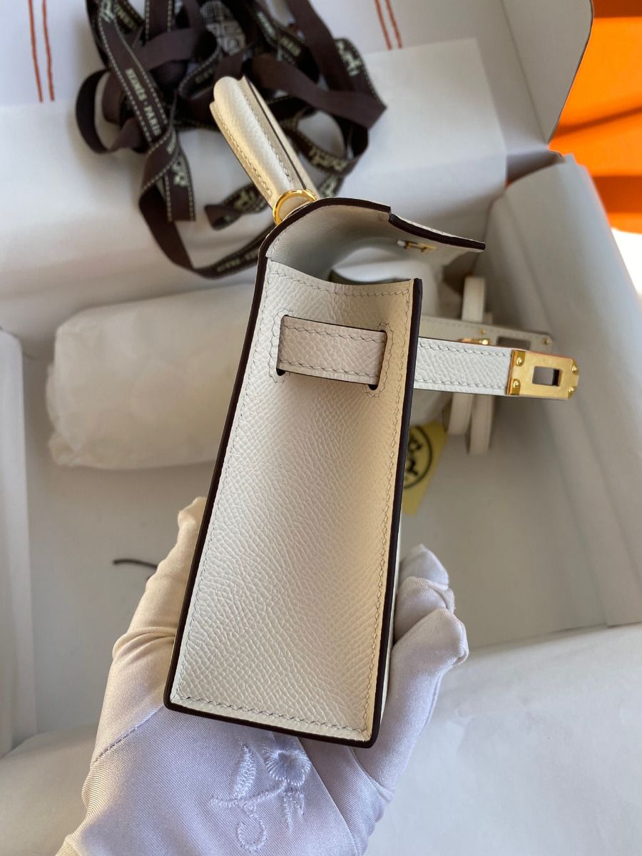 Hermes Kelly Mini II Sellier Handmade Bag In Nata Epsom Calfskin - Image 7