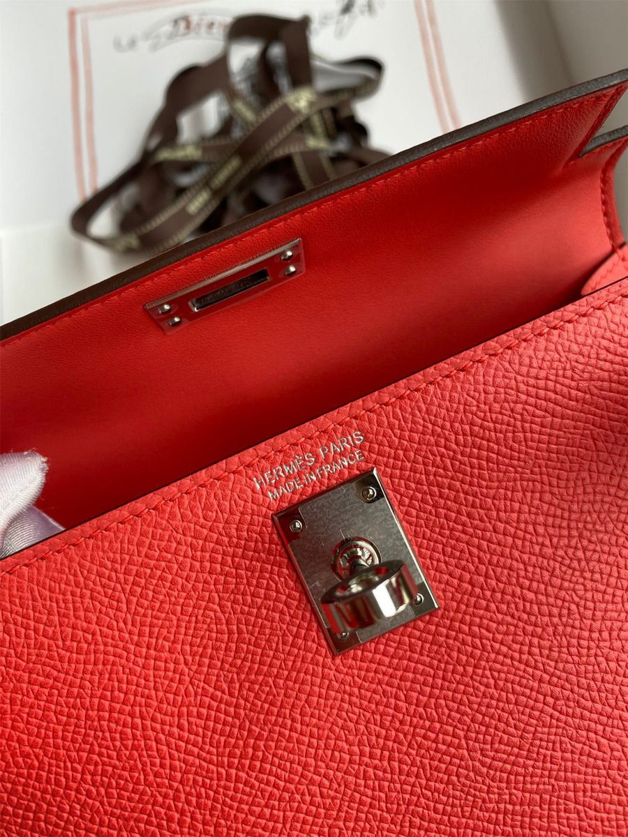 Hermes Kelly Mini II Sellier Handmade Bag In Piment Epsom Calfskin - Image 9