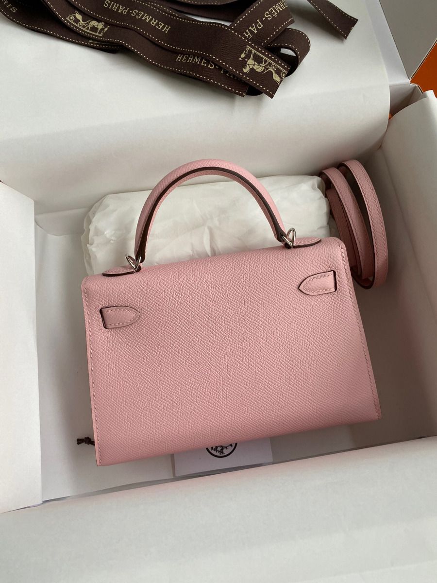 Hermes Kelly Mini II Sellier Handmade Bag In Rose Sakura Epsom Calfskin - Image 3