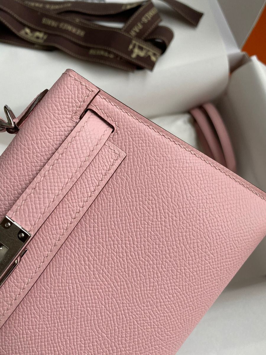 Hermes Kelly Mini II Sellier Handmade Bag In Rose Sakura Epsom Calfskin - Image 5