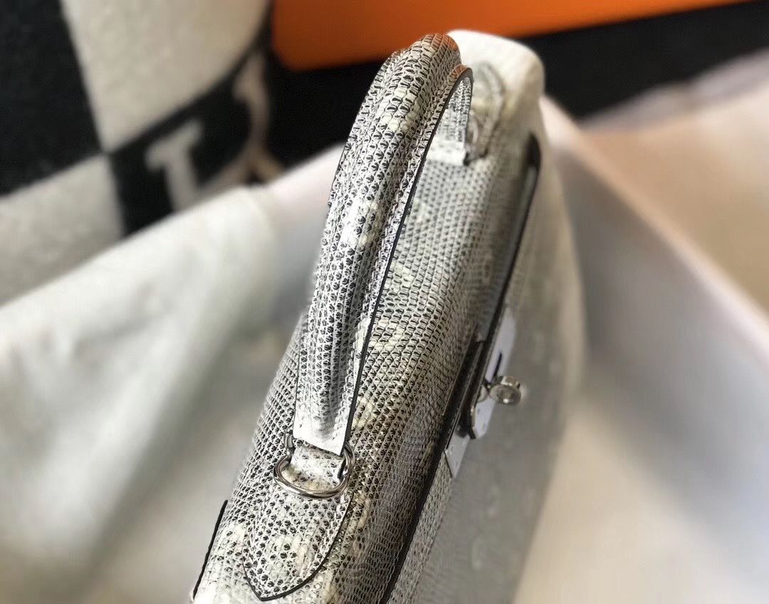 Hermes Kelly 25cm Handmade Bag In Ombre Embossed Natural Lizard - Image 5