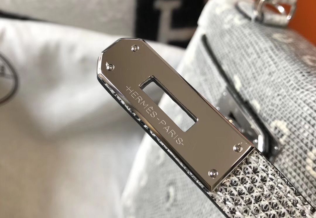 Hermes Kelly 25cm Handmade Bag In Ombre Embossed Natural Lizard - Image 6