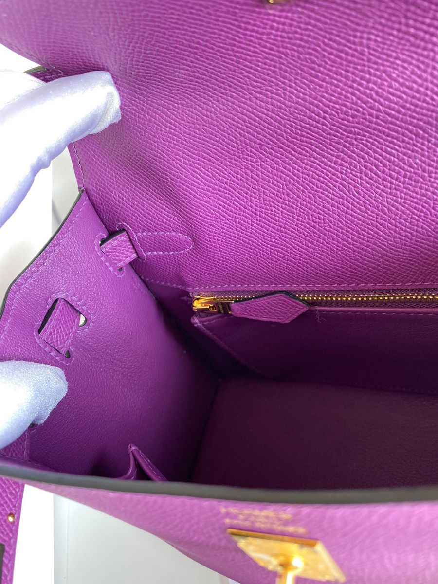 Hermes Kelly Sellier 25 Handmade Bag In Anemone Epsom Calfskin - Image 10