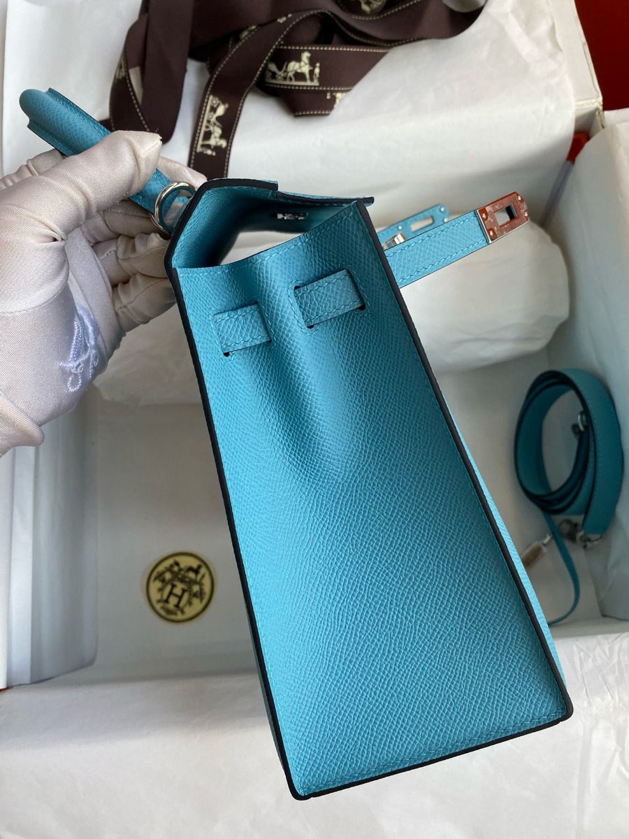 Hermes Kelly Sellier 25 Handmade Bag In Blue du Nord Epsom Calfskin - Image 6