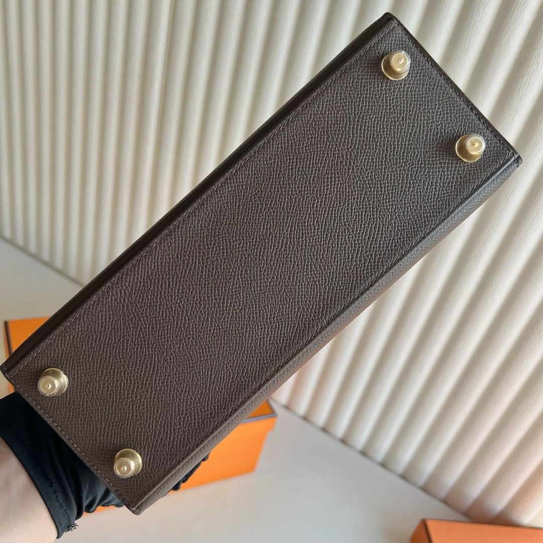 Hermes Kelly Sellier 25 Handmade Bag in Ebene Epsom Calfskin - Image 10