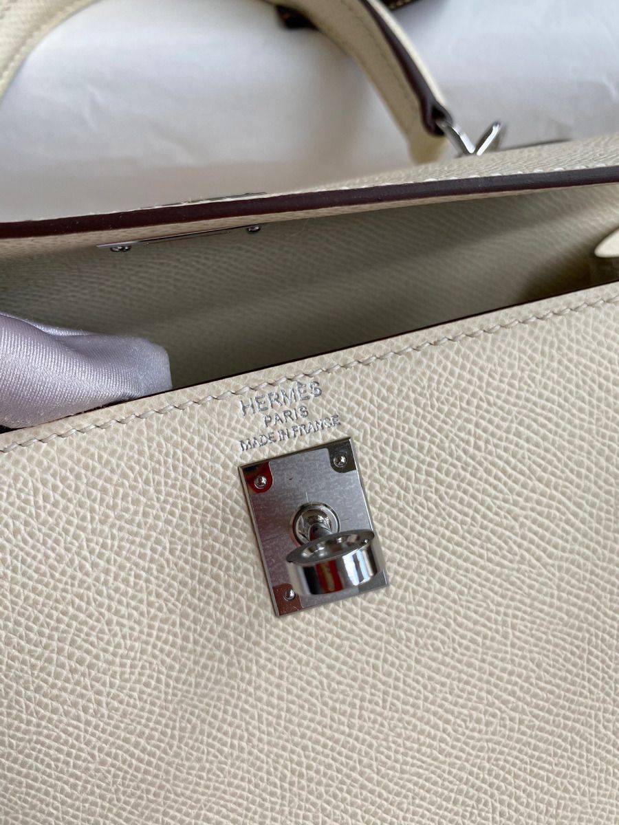 Hermes Kelly Sellier 25 Handmade Bag In Nata Epsom Calfskin - Image 8