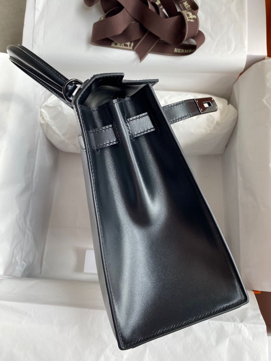 Hermes Kelly Sellier 28 Handmade Bag In Black Box Calfskin - Image 6